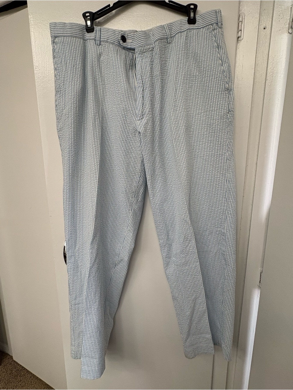 Perry Ellis Light Blue Striped Seersucker Chinos